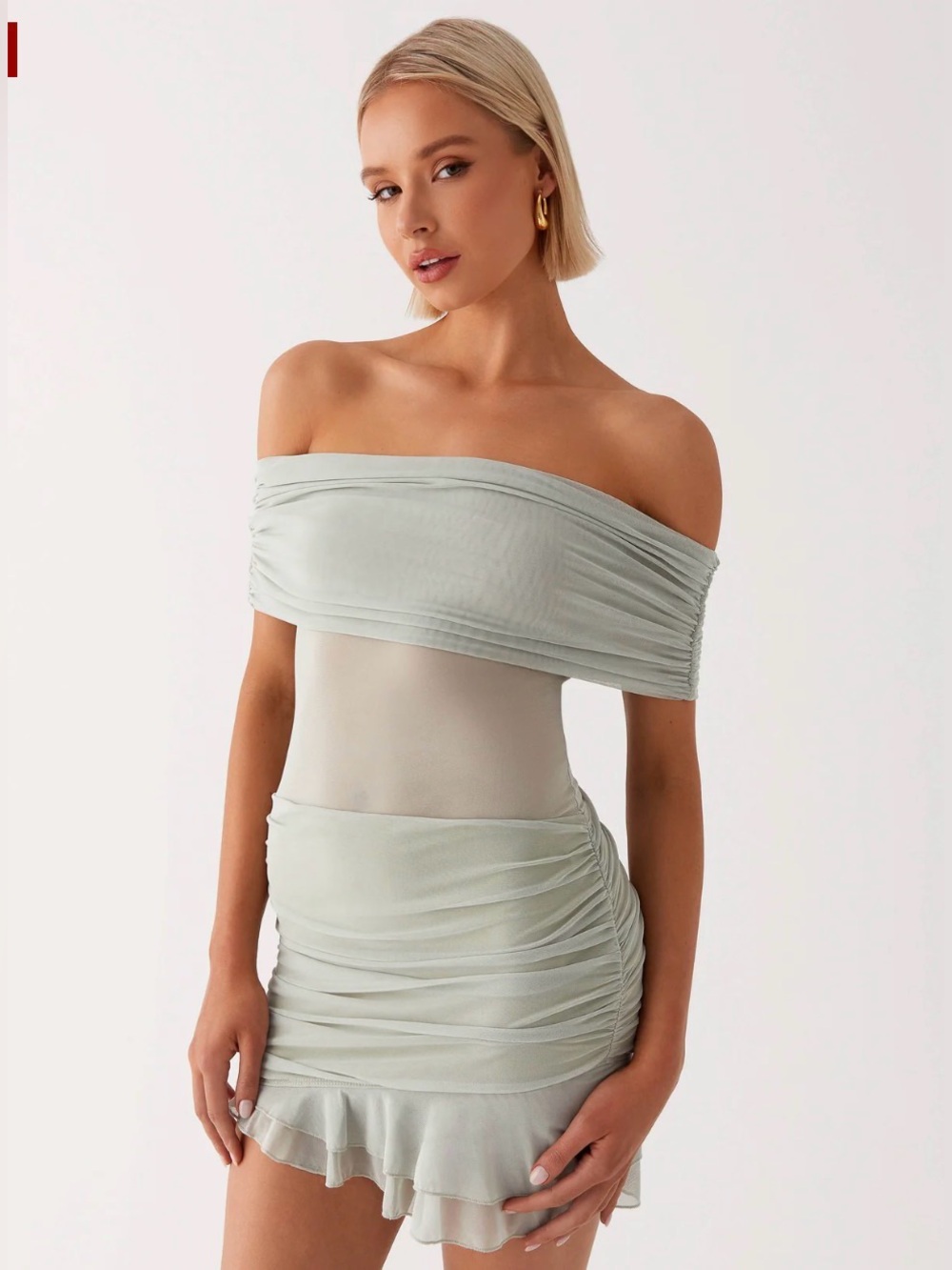 NWT Peppermayo Nelly Off Shoulder Mini Dress - Pistachio size 8